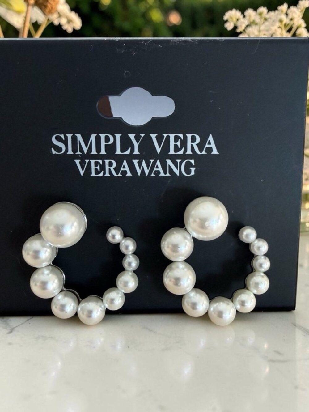 Simply Vera Vera Wang 15/16 Graduated Faux Pearl Post Back Earrings-NWT